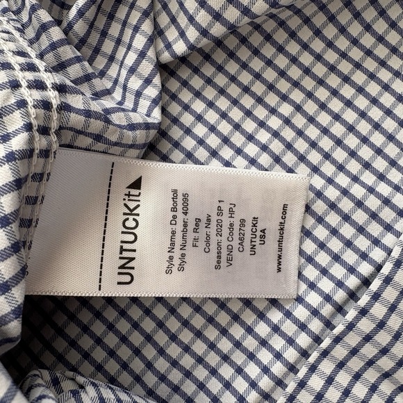 UNTUCKit De Bortoli Mens Shirt Short Sleeve White Blue Check Nylon‎ S Reg Fit - Picture 5 of 8